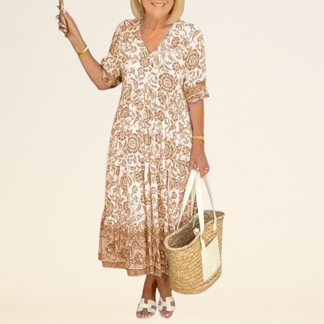 Palma - Elegante Bloemenjurk met V-hals