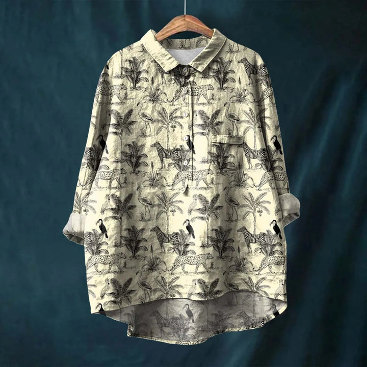 Hannah - Blouse van Katoen en Linnen met Bloemenprint