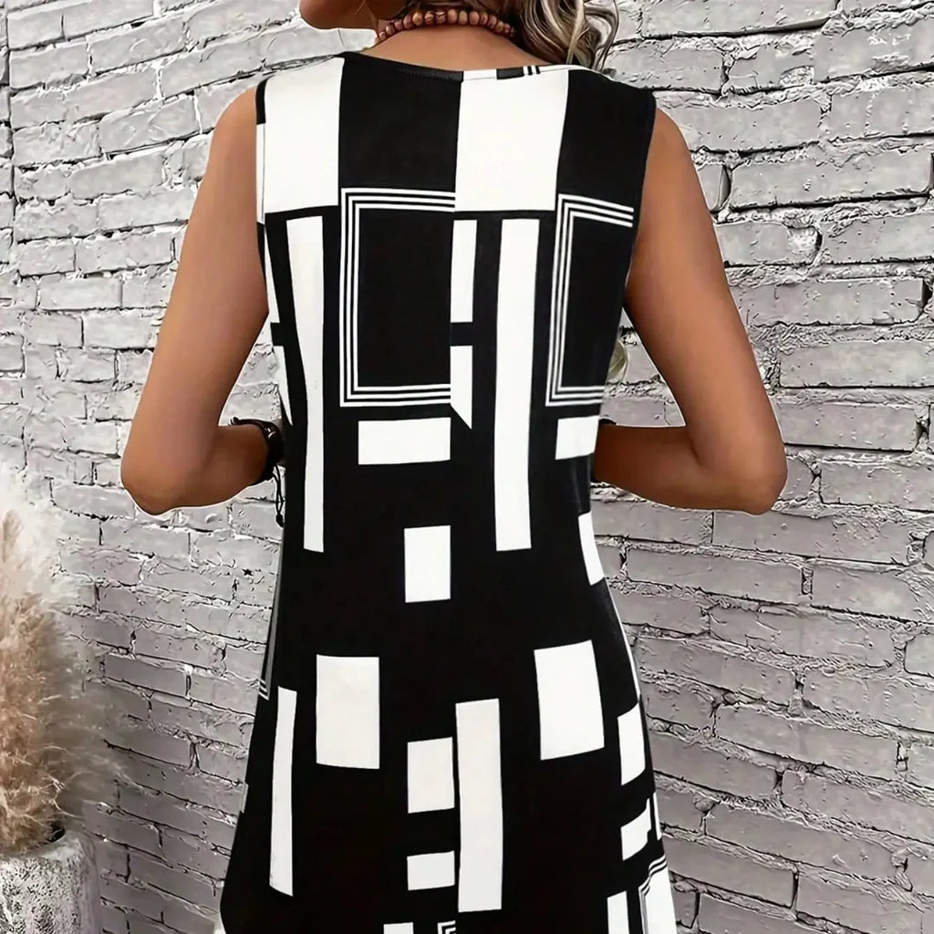 Eva - Geometrisch patroon mouwloze zomerjurk