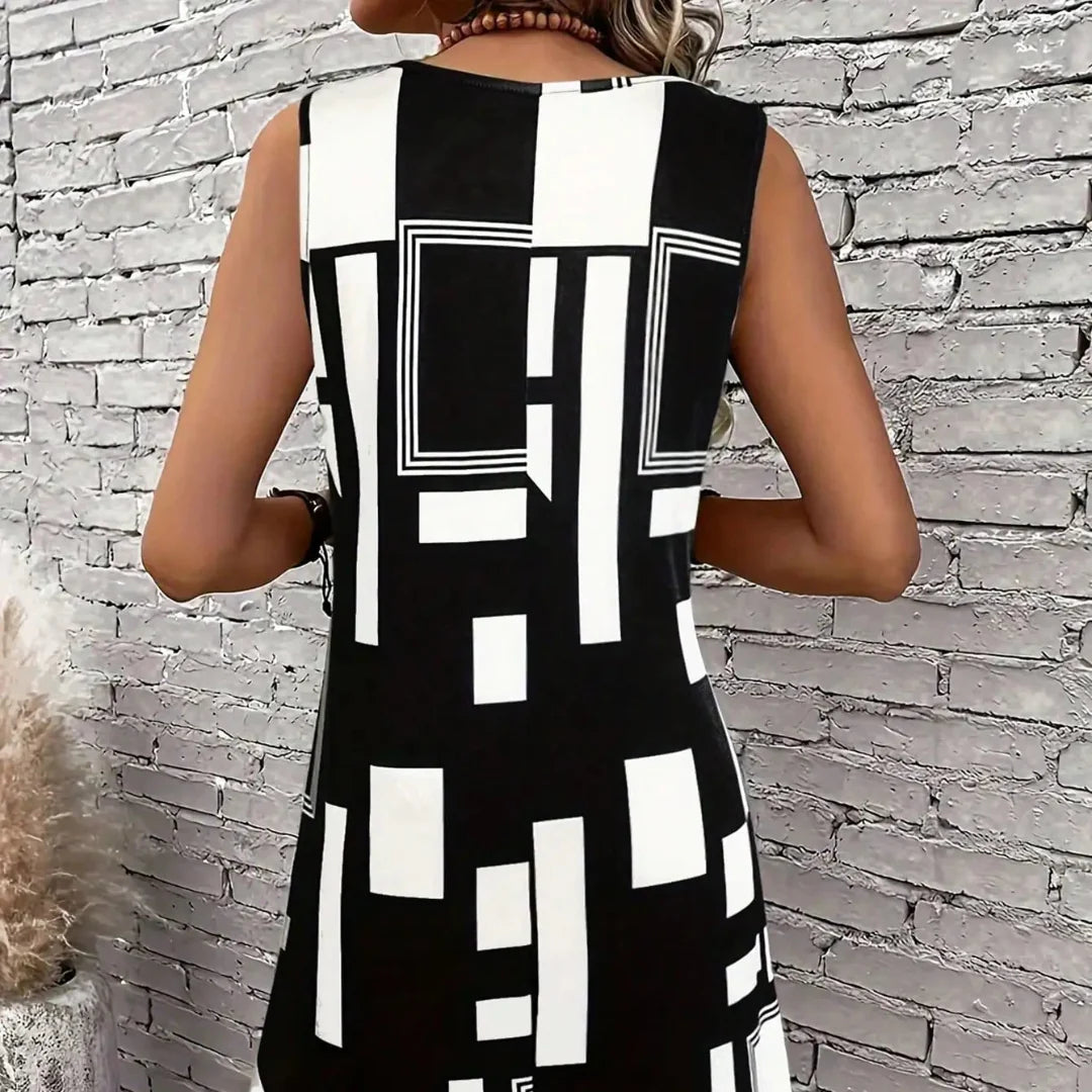 Eva - Geometrisch patroon mouwloze zomerjurk