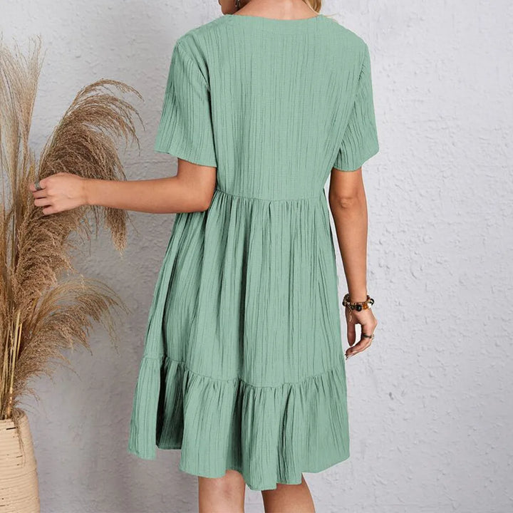 Jasmijn - Boho Chic Mini Jurk Met Ruches