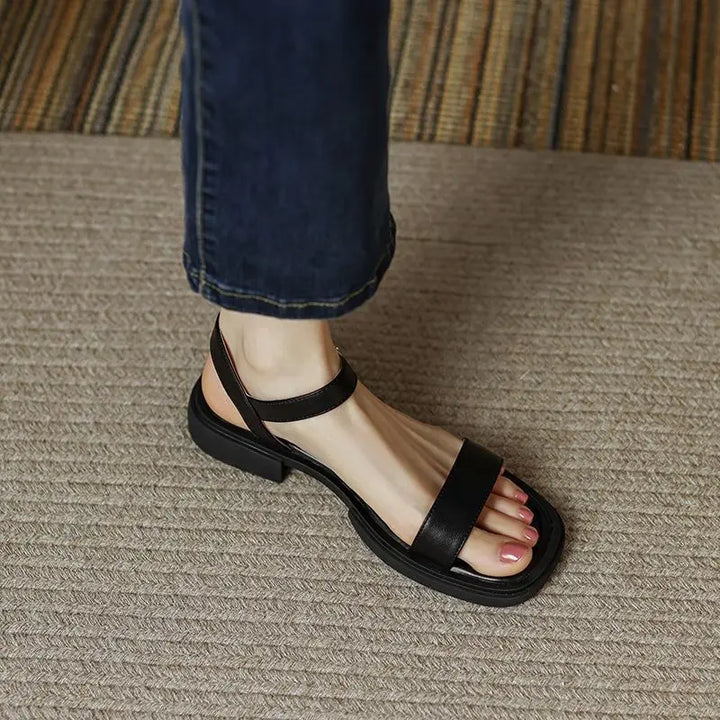 Celeste - Retro Vierkante Hak Open-Teen Sandalen