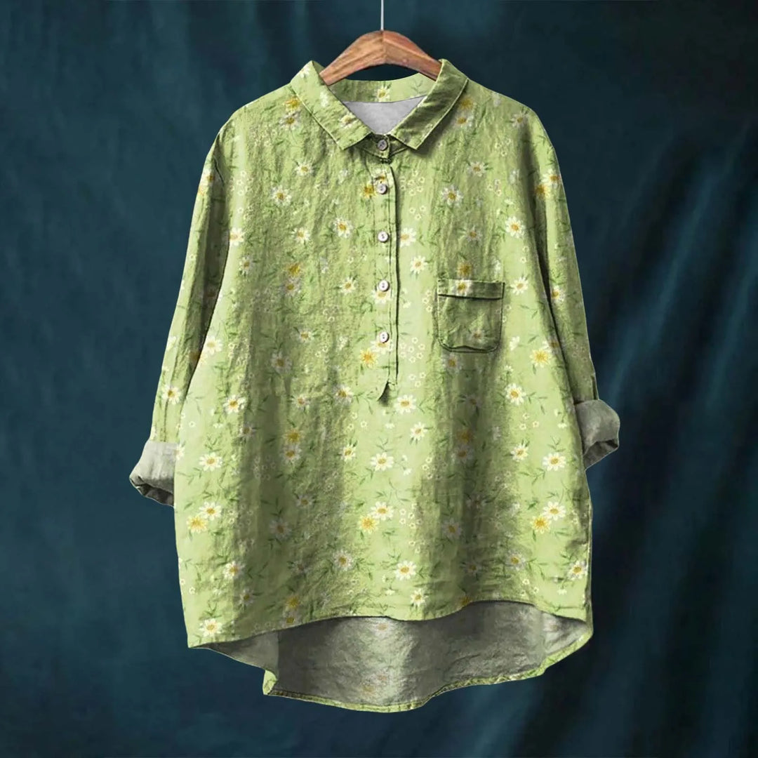 Hannah - Blouse van Katoen en Linnen met Bloemenprint