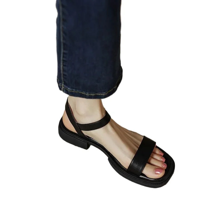 Celeste - Retro Vierkante Hak Open-Teen Sandalen