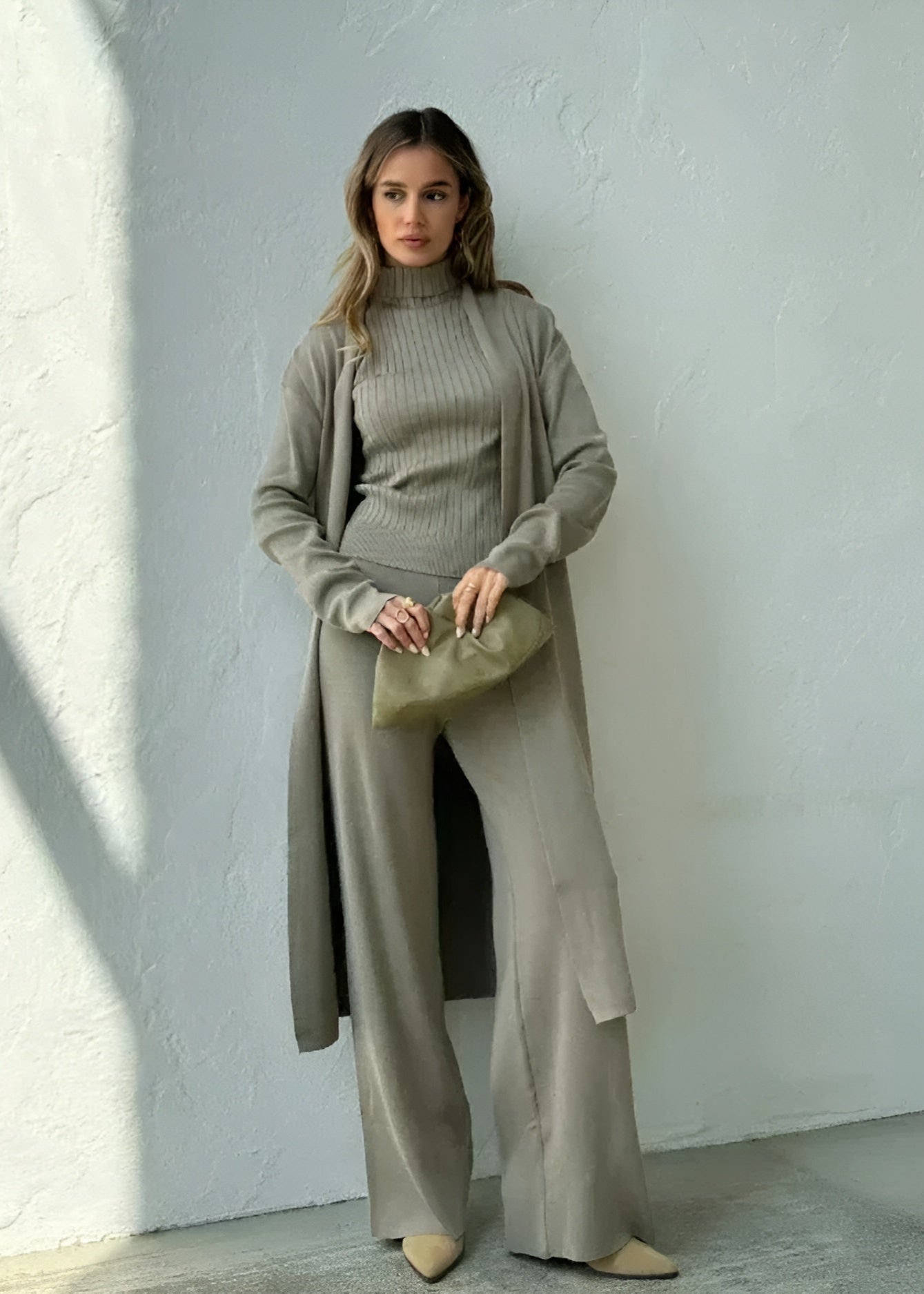 Bianca - Elegante Geribde Gebreide 3-Delige Loungewear Set