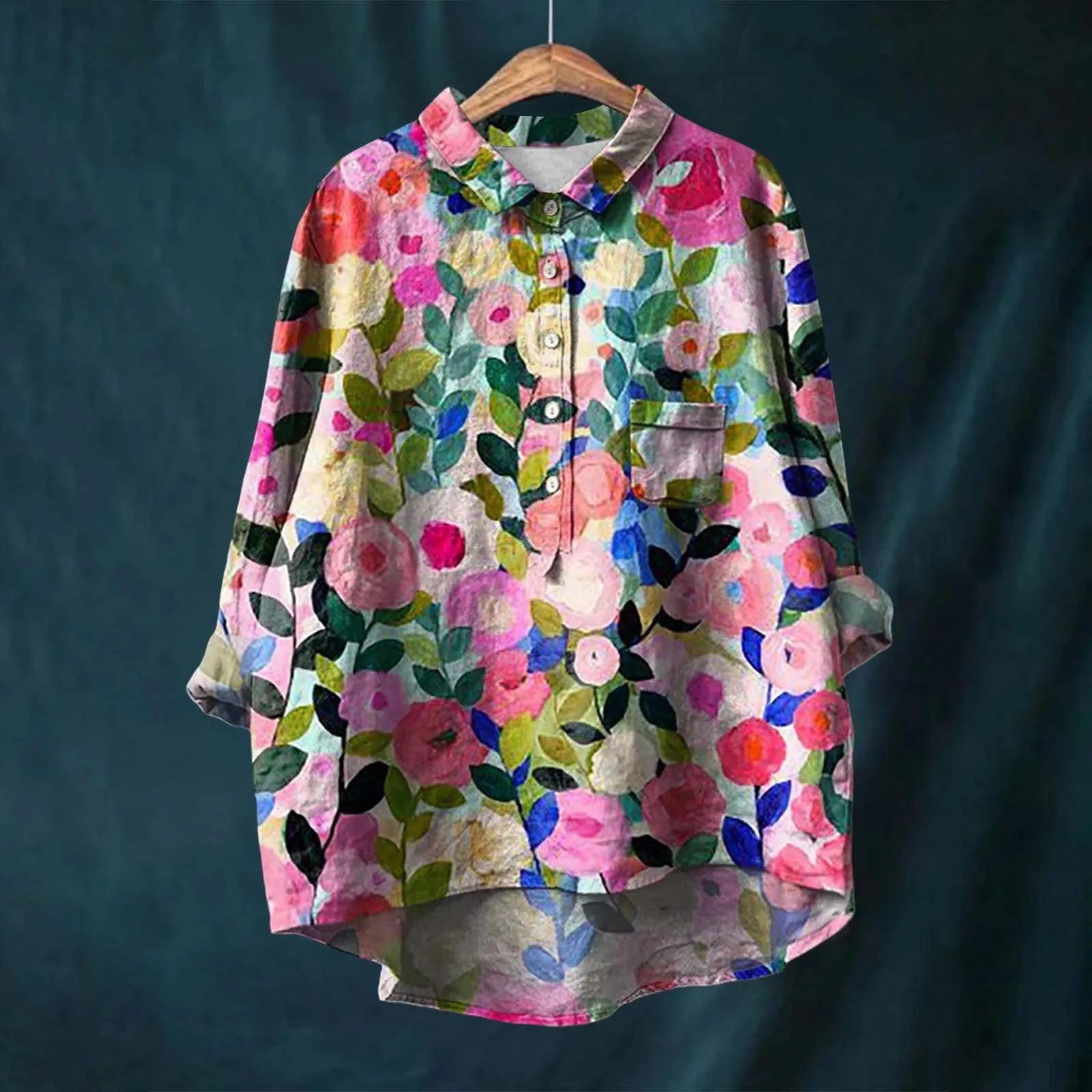 Hannah - Blouse van Katoen en Linnen met Bloemenprint