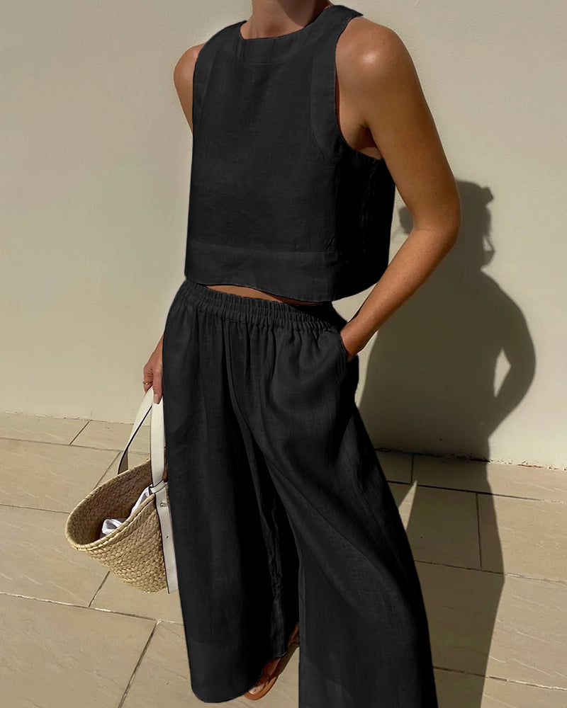 Aminta – Casual Mouwloze Zomeroutfit Set