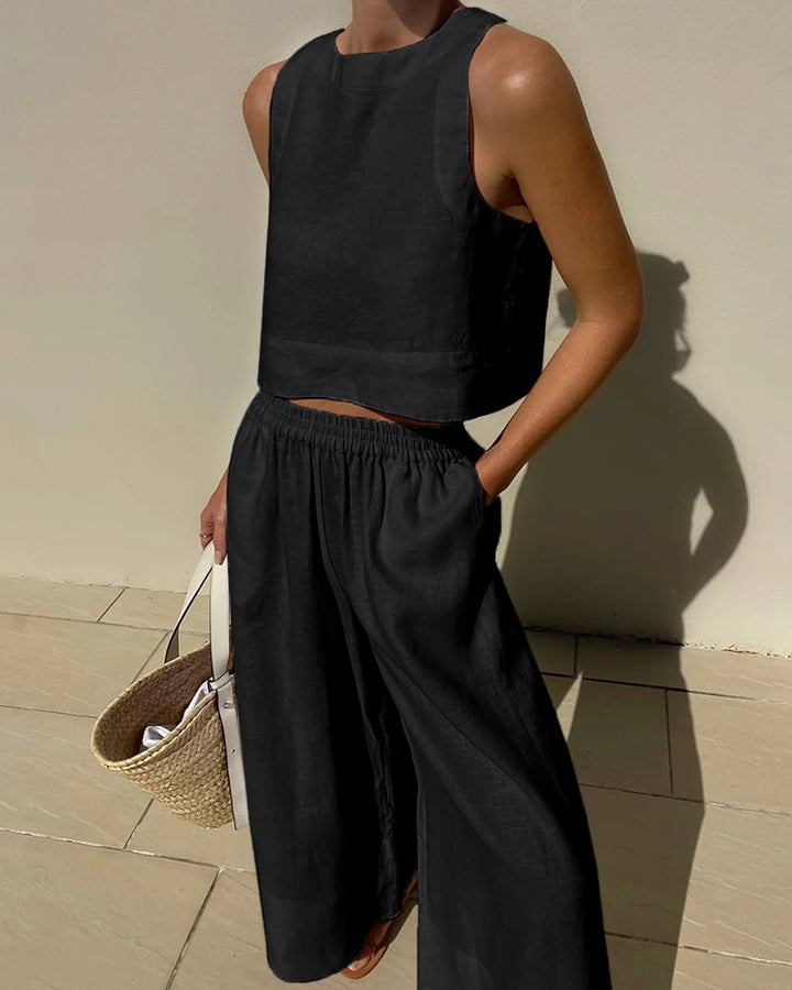 Aminta – Casual Mouwloze Zomeroutfit Set