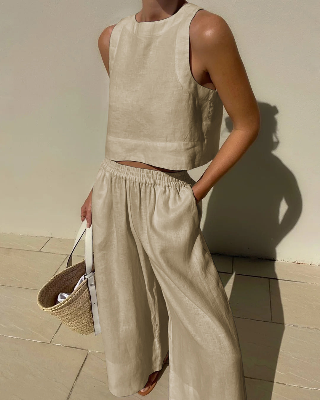 Aminta – Casual Mouwloze Zomeroutfit Set