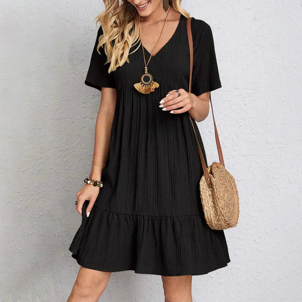 Jasmijn - Boho Chic Mini Jurk Met Ruches