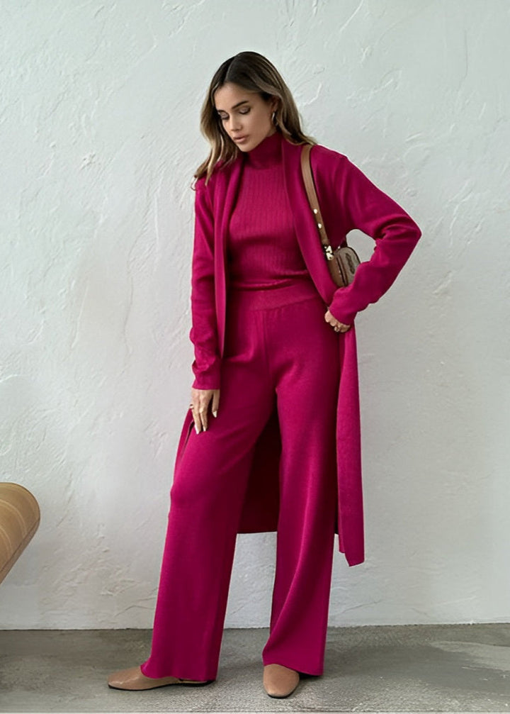 Bianca - Elegante Geribde Gebreide 3-Delige Loungewear Set