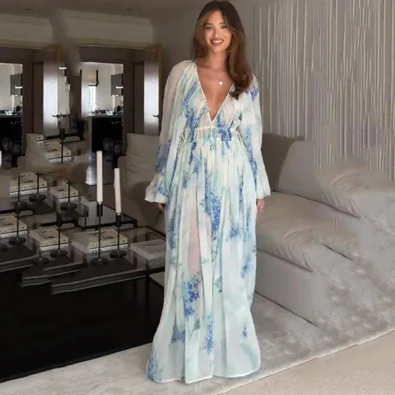 Nora – Blue Ocean Maxi Jurk