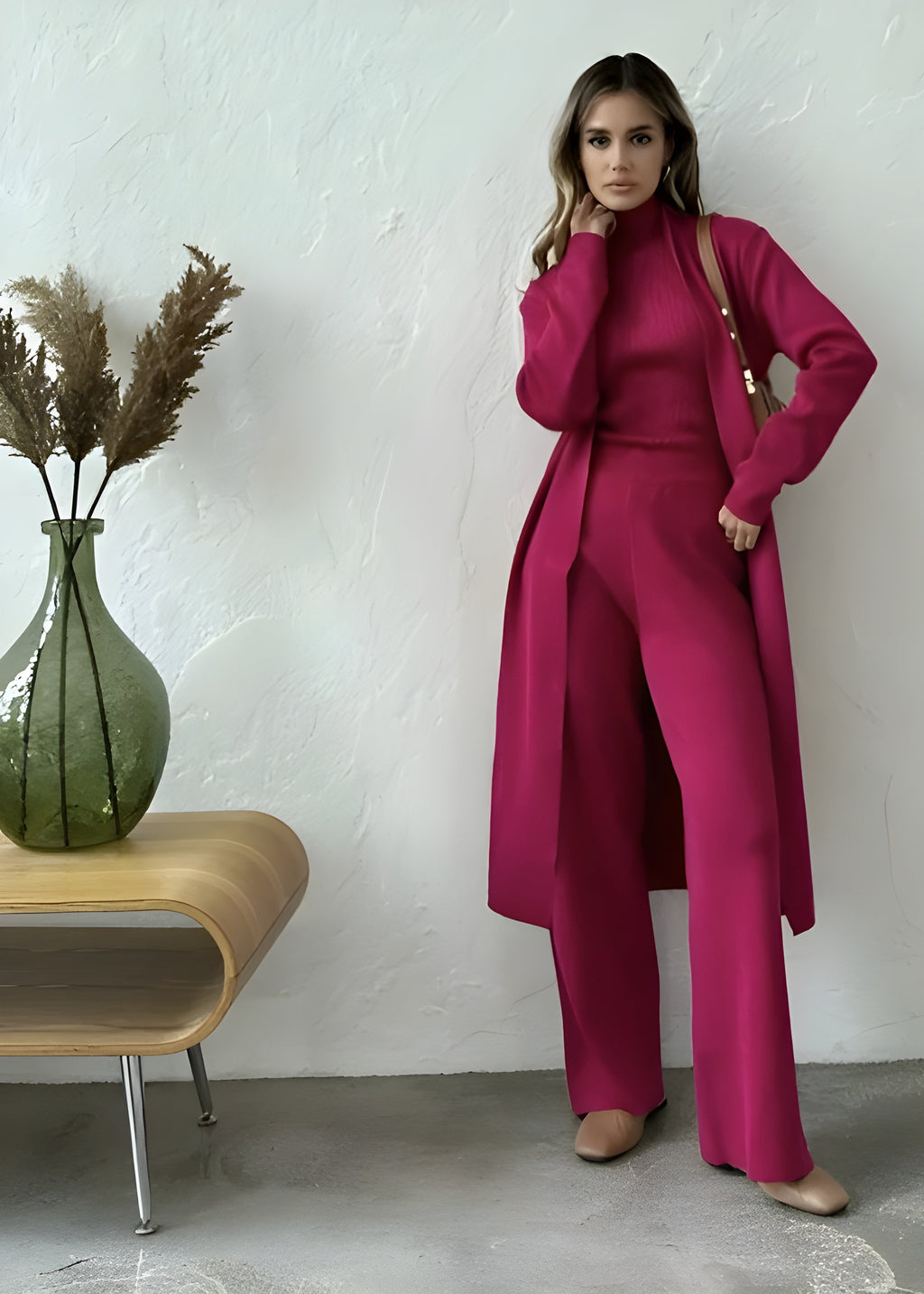 Bianca - Elegante Geribde Gebreide 3-Delige Loungewear Set