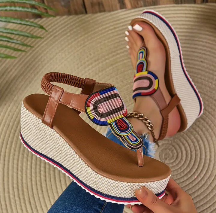 Sable - Orthopedische Sandalen met Elastische Band en Plateauzool