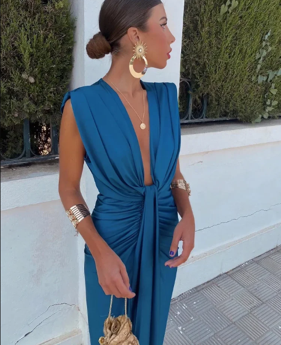 Crocetta - Elegante Diepe Halslijn Jurk