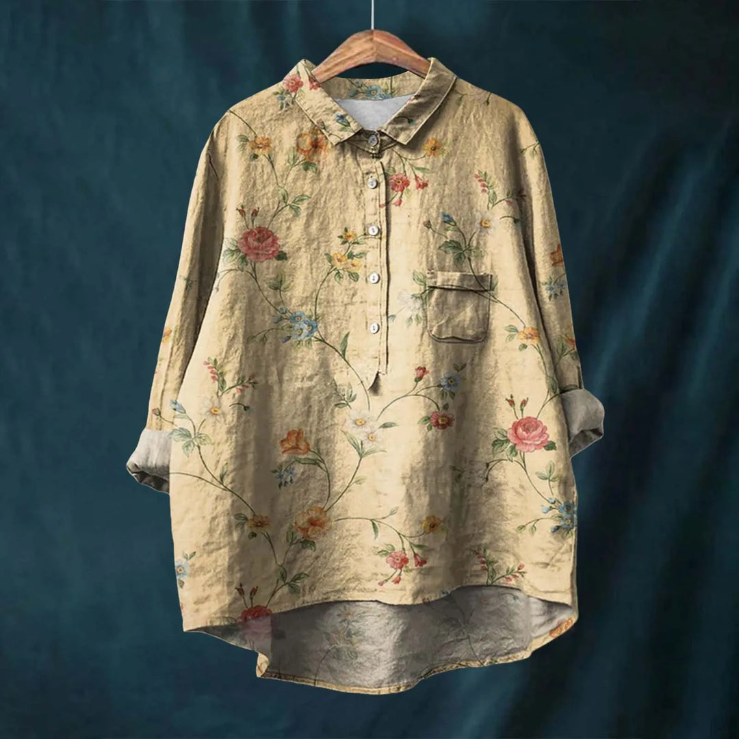 Hannah - Blouse van Katoen en Linnen met Bloemenprint
