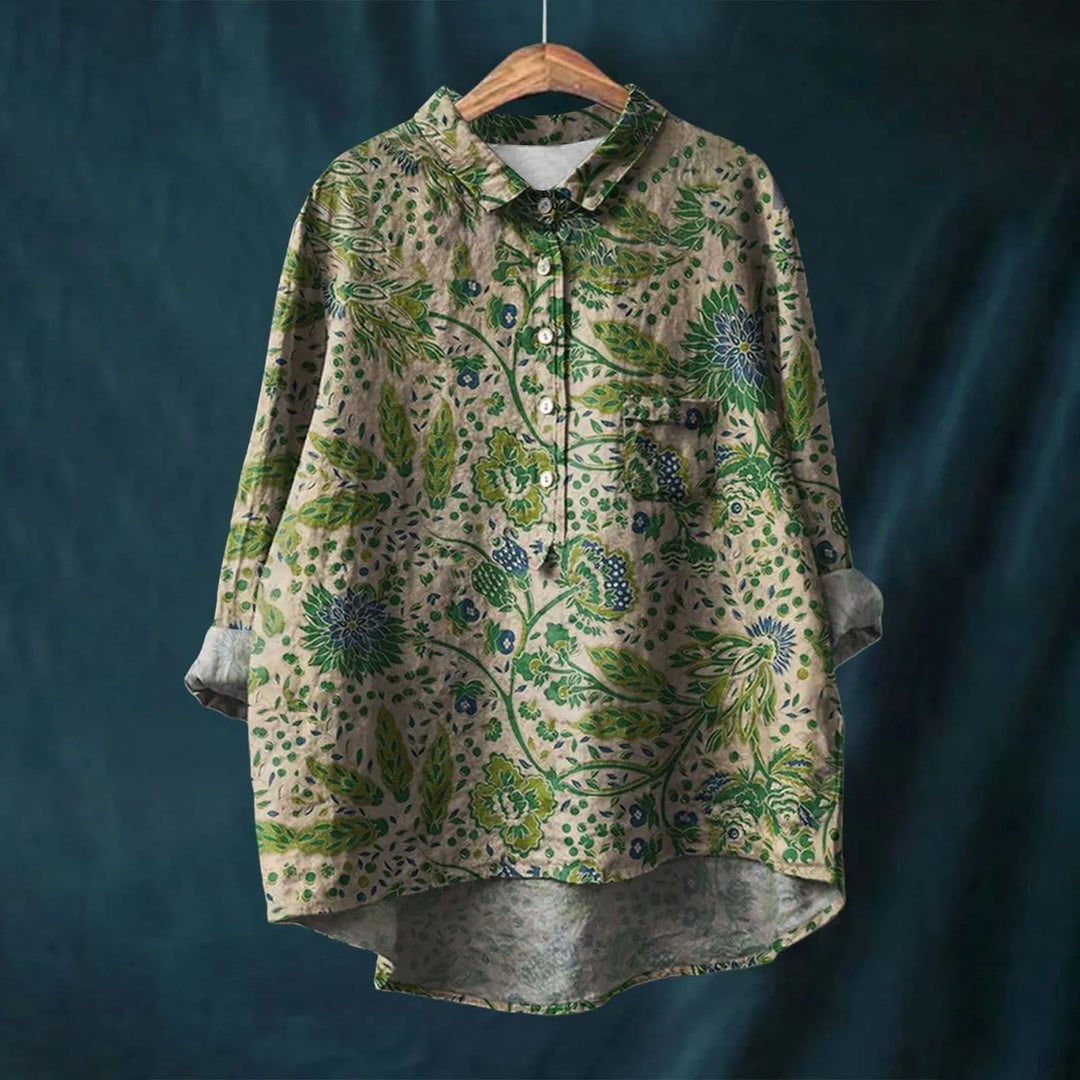 Hannah - Blouse van Katoen en Linnen met Bloemenprint