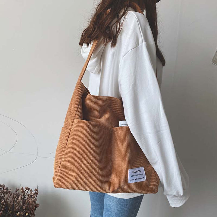 Alina - Casual Corduroy Schoudertas met Meerdere Vakken