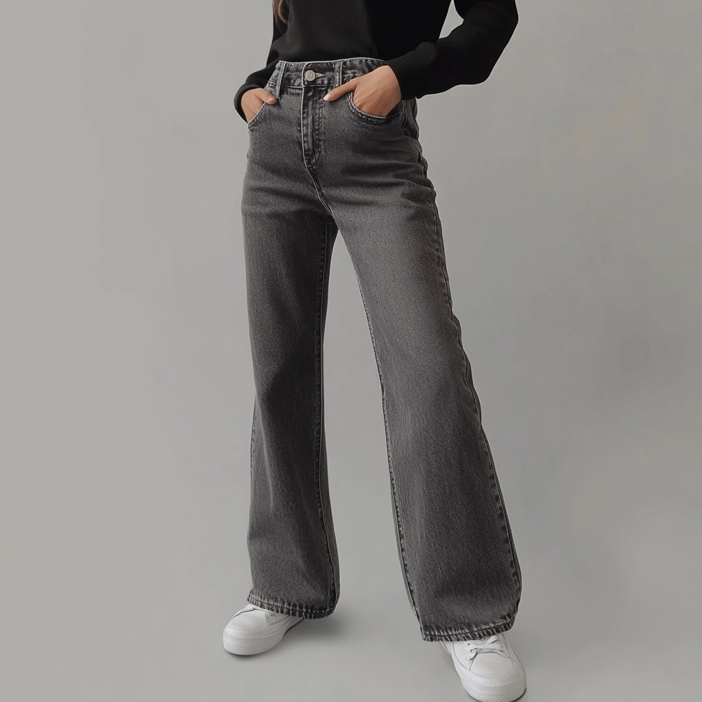 Laluna - Grijze Damesbroek Wide Leg