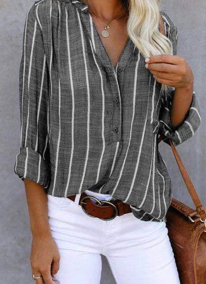 Brinley – Stijlvolle Gestreepte Blouse met Knopen