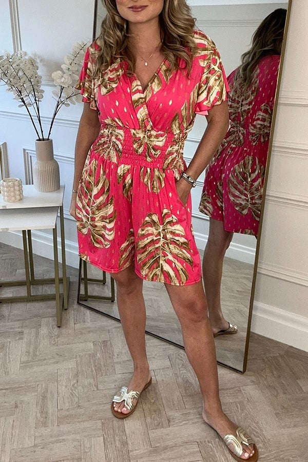 Jolaine - Romper met Bladerenprint