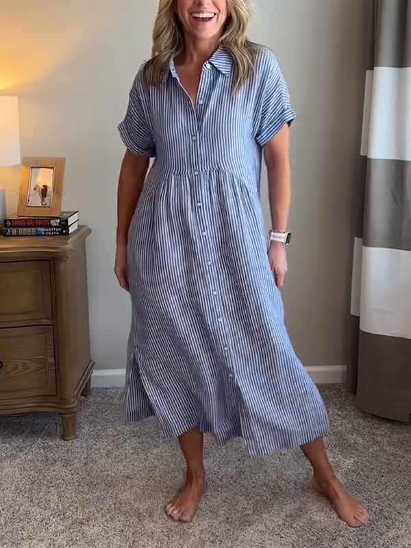 Carlijn - Gestreepte Maxi Blousejurk