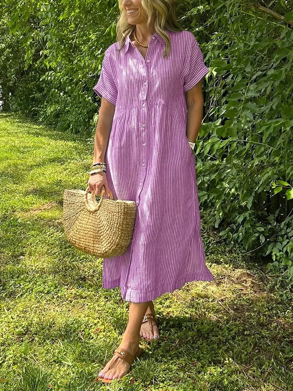 Carlijn - Gestreepte Maxi Blousejurk