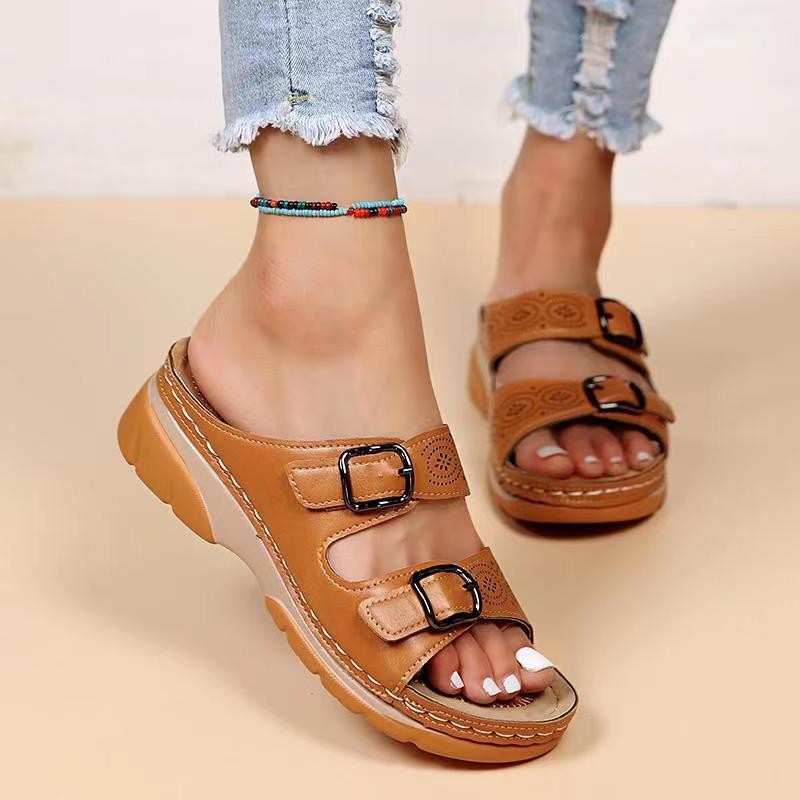 Tamsin – Orthopedische Sleehak Sandalen met Dubbele Knoop