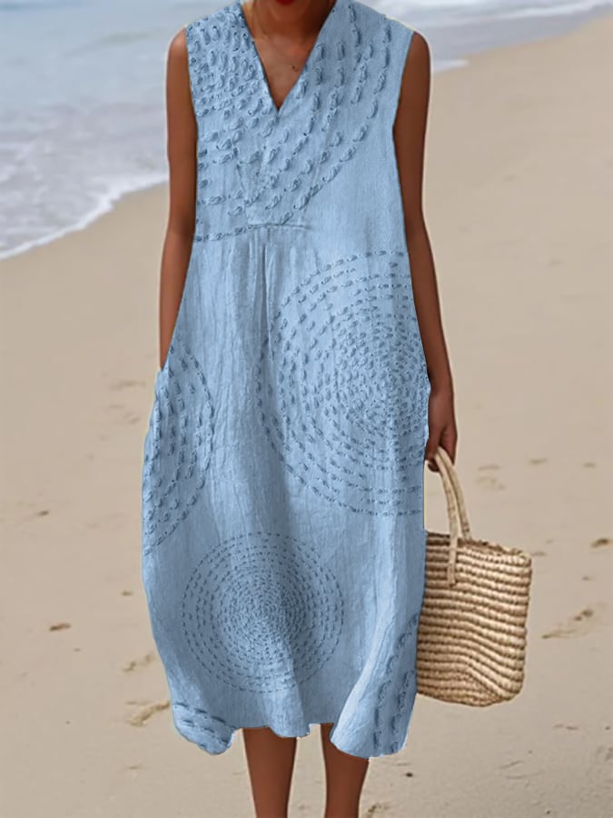 Elina - Mouwloze Printjurk met V-hals