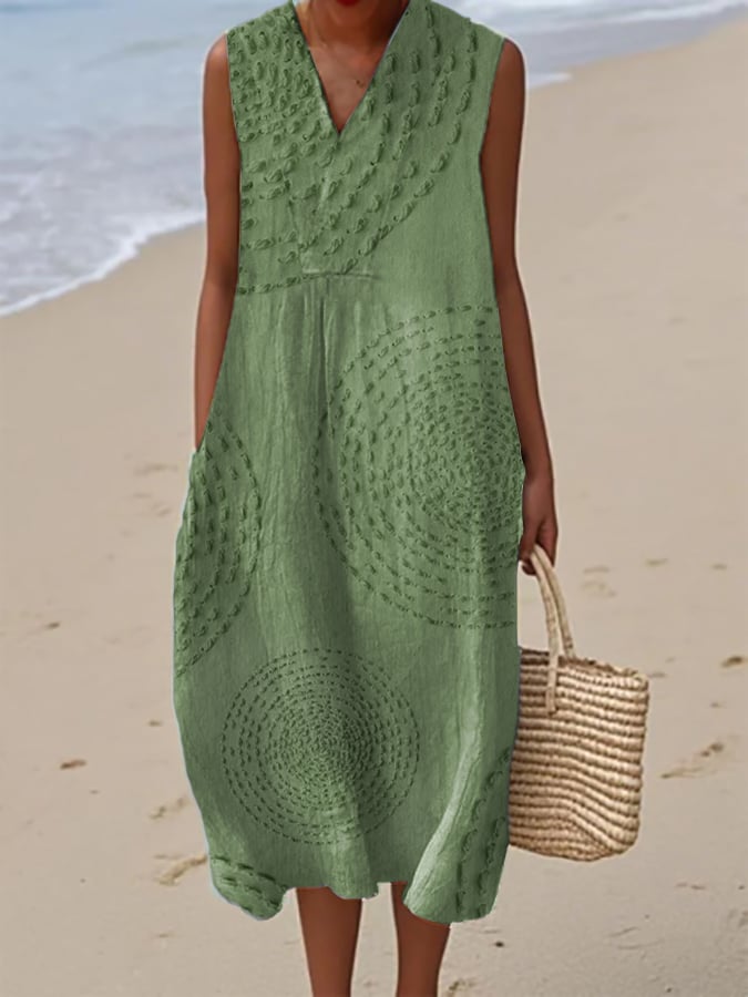 Elina - Mouwloze Printjurk met V-hals