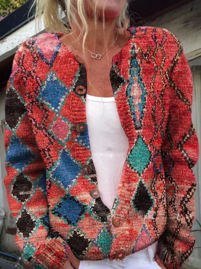 Jacqueline - Gebreid Vest met Bloemenmotief