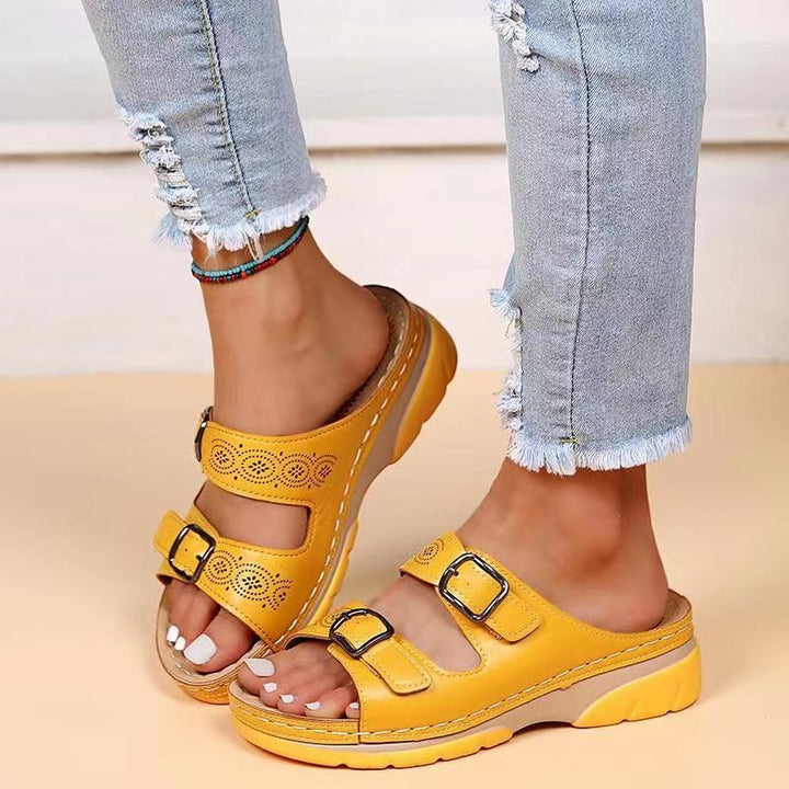 Tamsin – Orthopedische Sleehak Sandalen met Dubbele Knoop