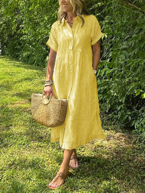 Carlijn - Gestreepte Maxi Blousejurk