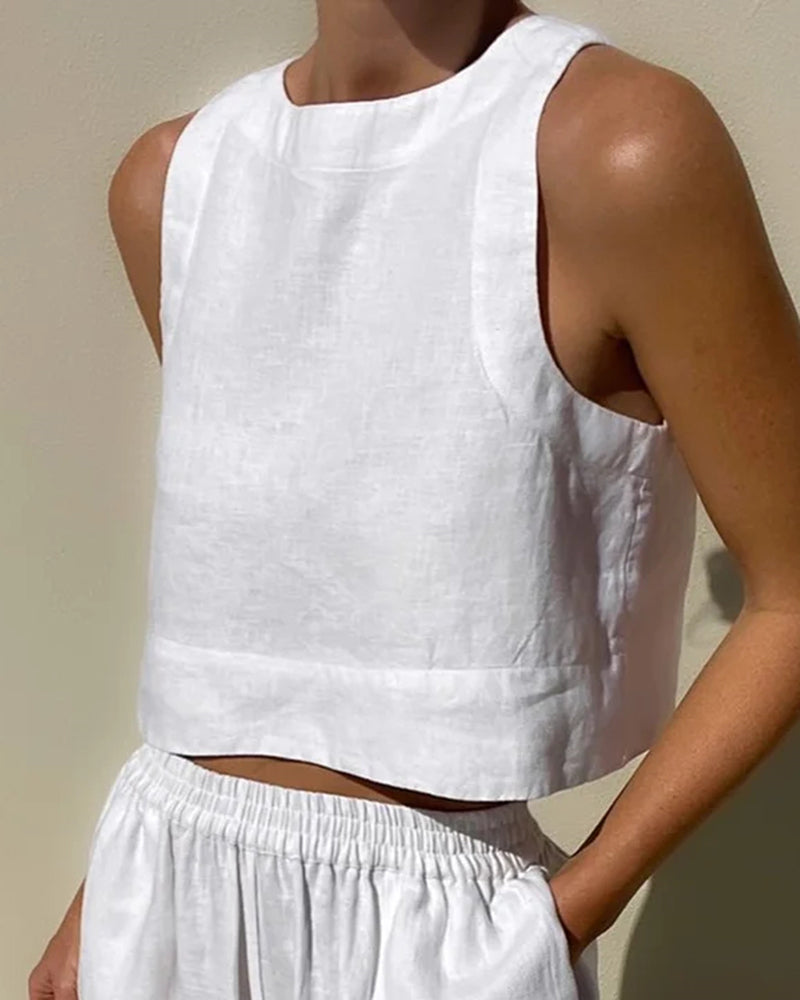 Aminta – Casual Mouwloze Zomeroutfit Set