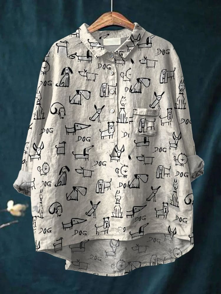 Bonnie – Blouse met Schetsprint