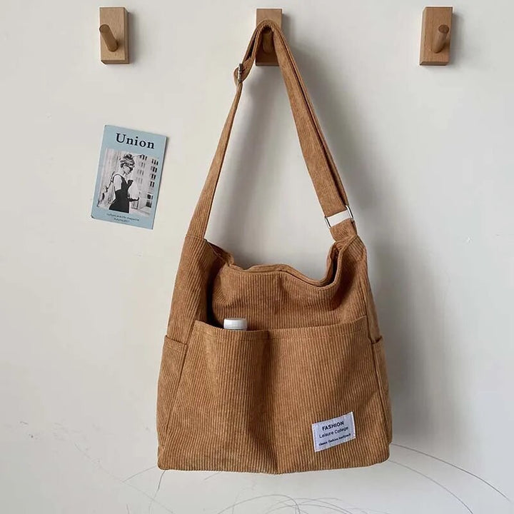 Alina - Casual Corduroy Schoudertas met Meerdere Vakken