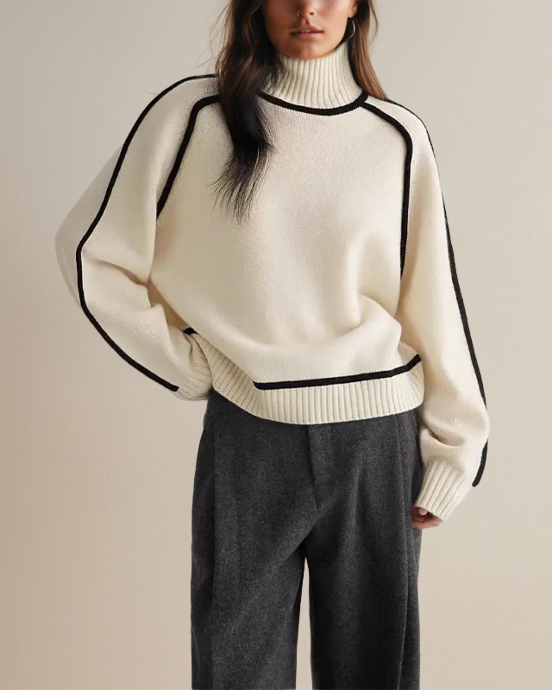 Bella - Loose Fit Coltrui met Strepen