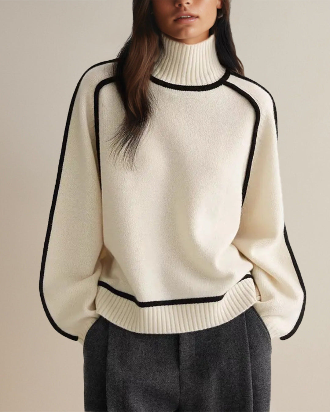 Bella - Loose Fit Coltrui met Strepen