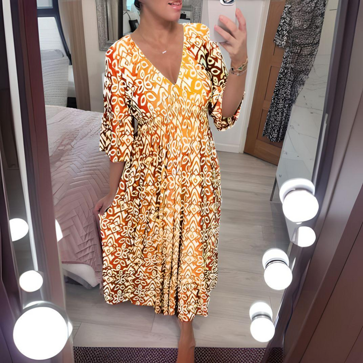 Isabella – Boho Bedrukte Jurk