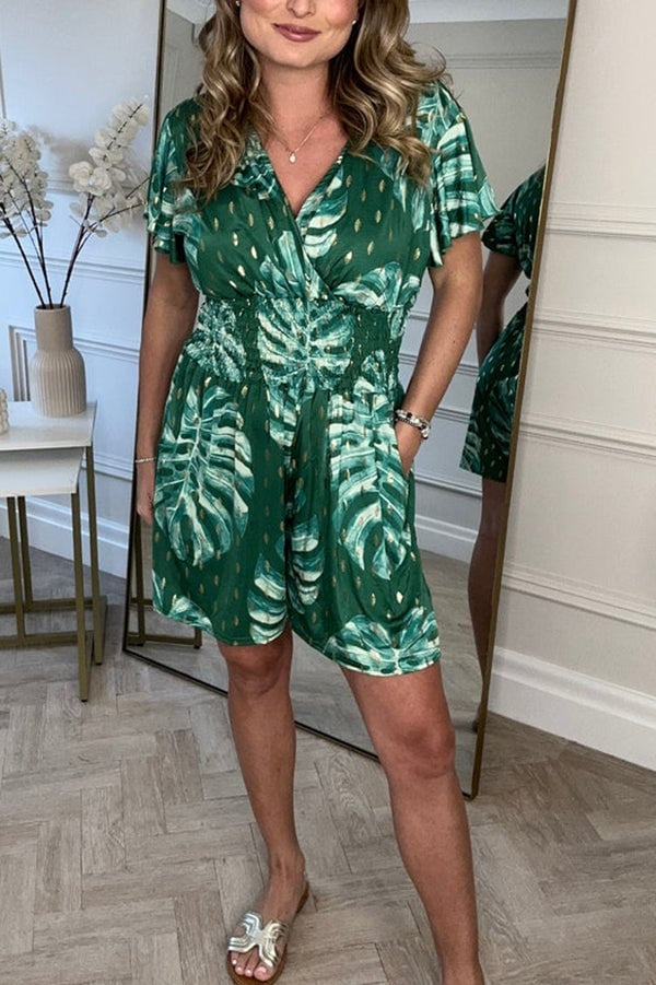 Jolaine - Romper met Bladerenprint