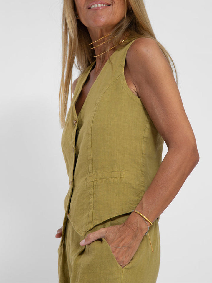 Aira – Geknoopte Bodywarmer & Broek met Wijde Pijpen Set