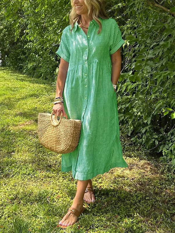 Carlijn - Gestreepte Maxi Blousejurk