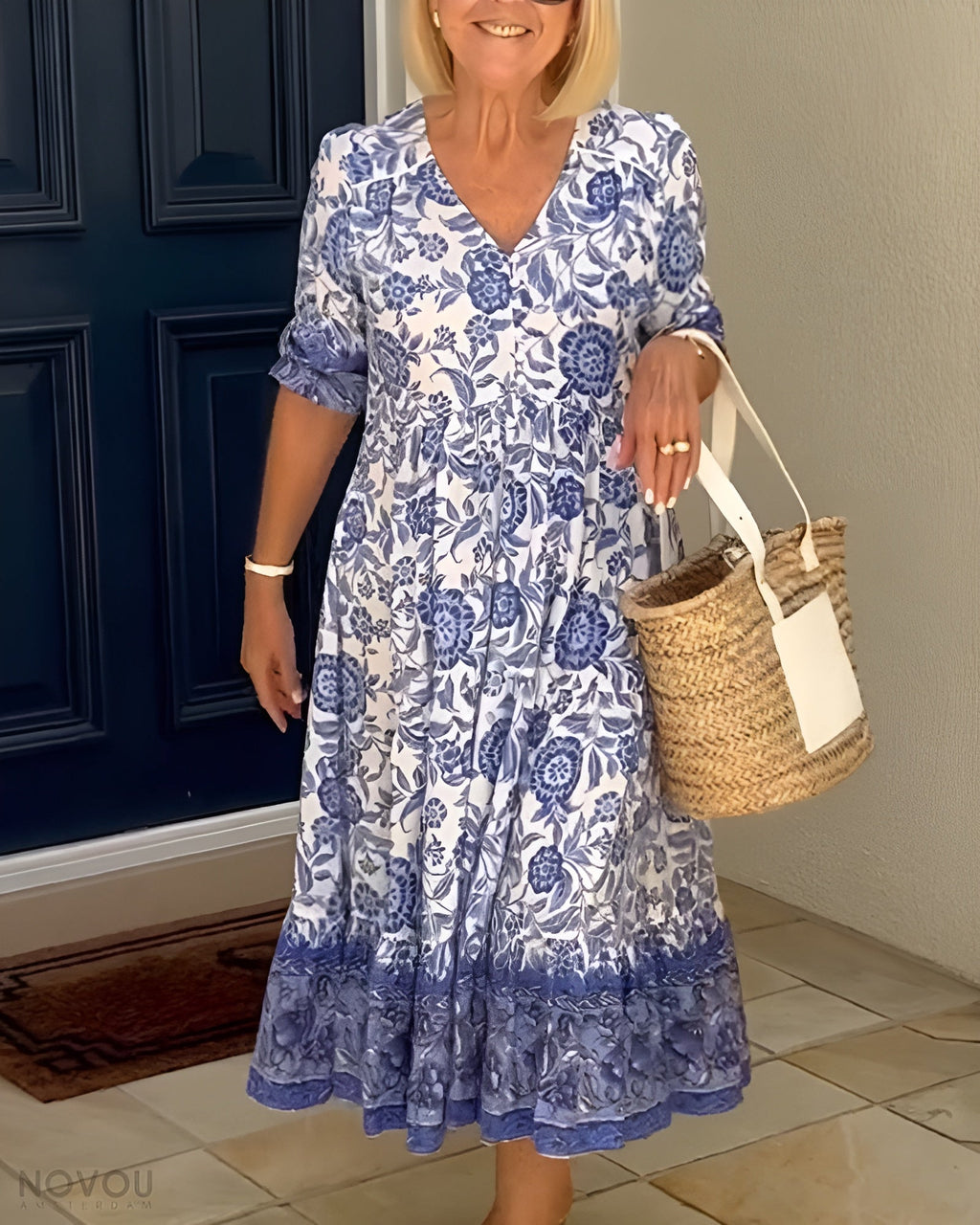 Aria - Elegante Bloemenjurk met V-Hals