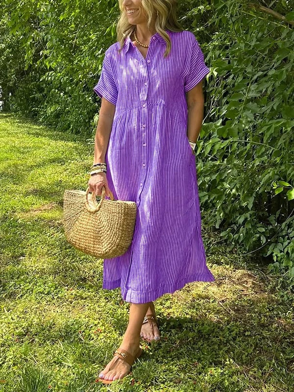 Carlijn - Gestreepte Maxi Blousejurk