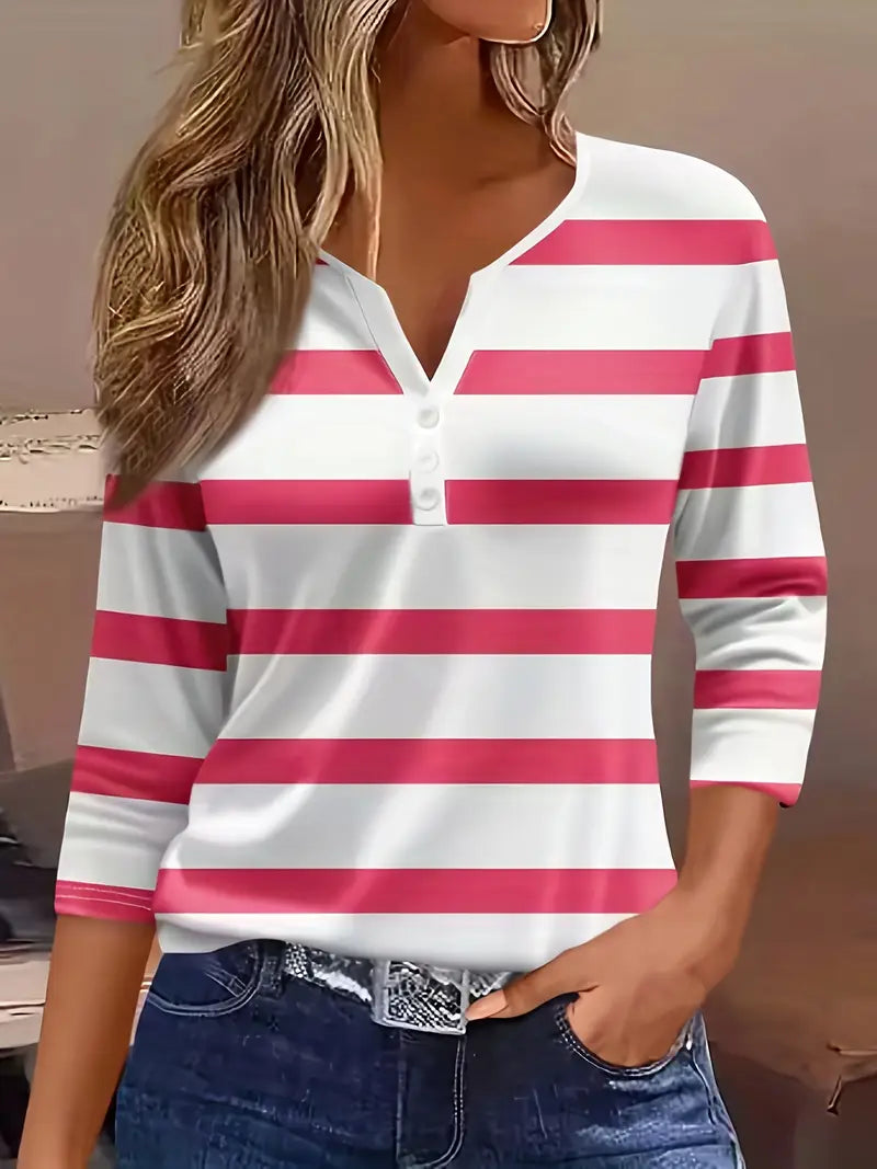 Anika – Gestreepte V-Hals Top