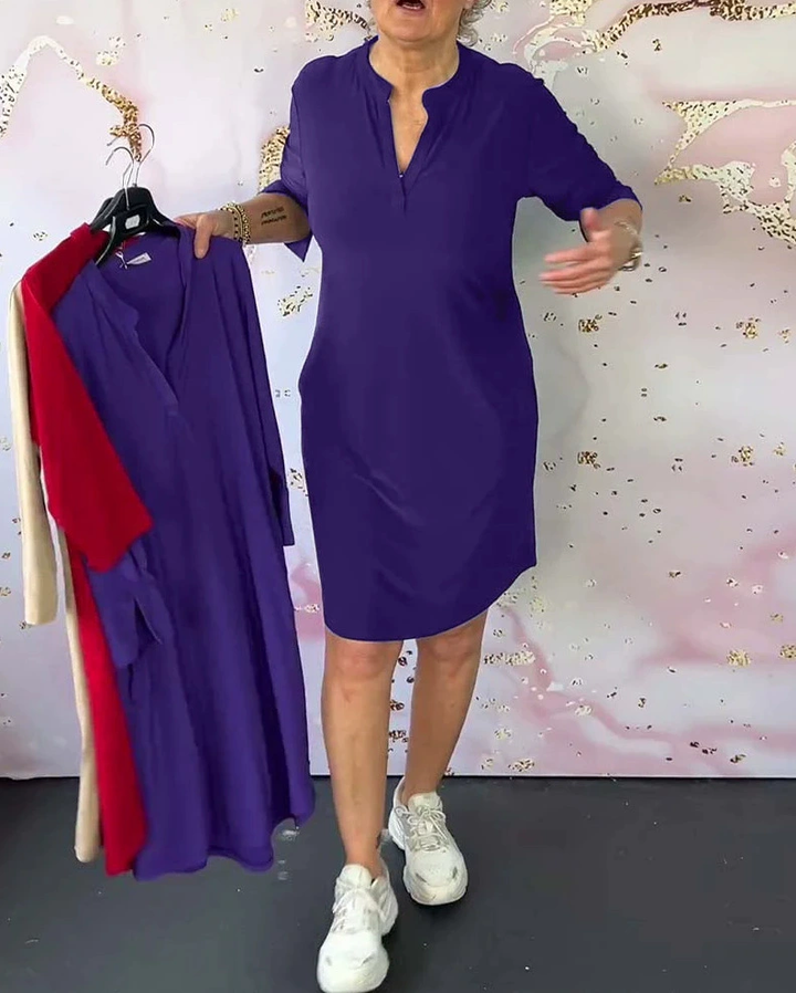 Emmas® | Effen jurk met V-hals