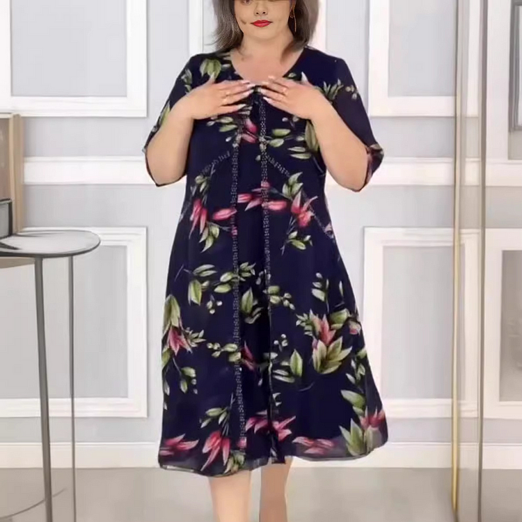 Annelies - Jurk Met Waterverf Bloemenprint