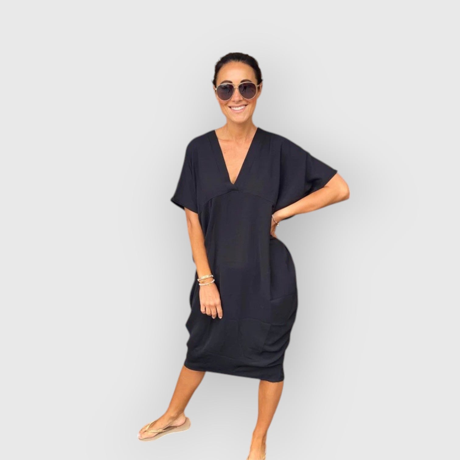 Maud – Midi-jurk met Korte Mouwen