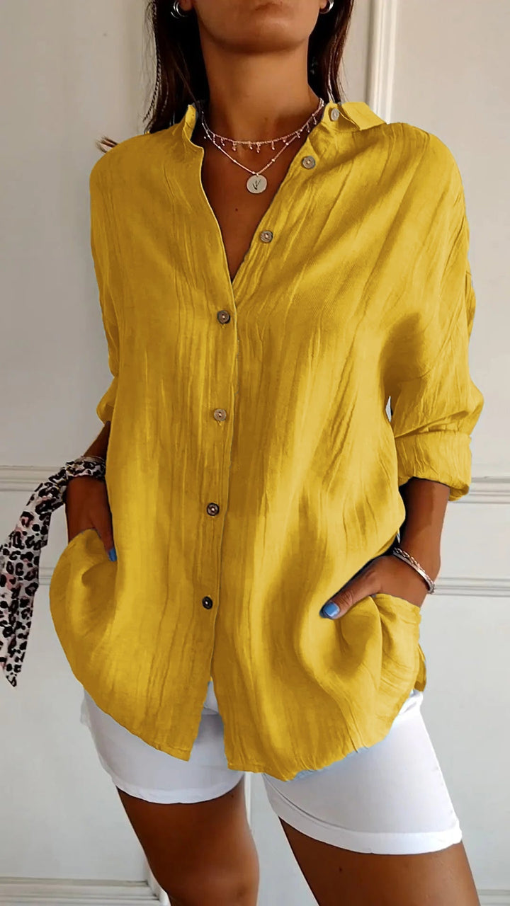 Clara – Elegante Effen Kleur Commuter Blouse