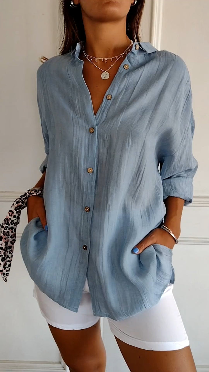 Clara – Elegante Effen Kleur Commuter Blouse